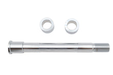 Load image into Gallery viewer, V-TWIN chrome front axle kit for wheel and tire assembly, featuring polished metal components and detailed hardware.