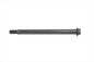V-TWIN chrome front axle for motorcycle wheel and tire, featuring a shiny, polished finish and sturdy construction.