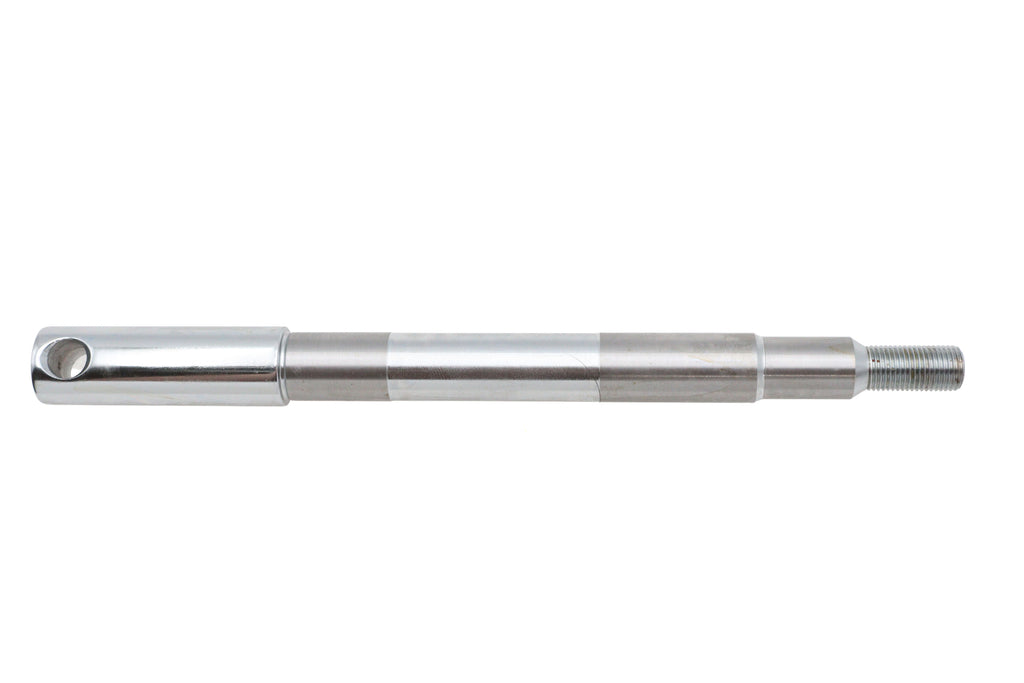 V-TWIN chrome front axle for motorcycle wheel and tire, shiny metal finish, part number 44-0086d.