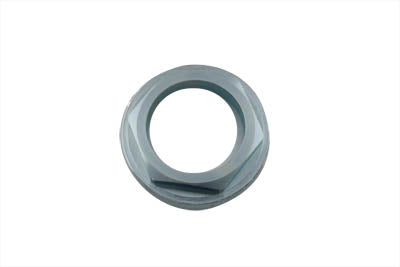 V-Twin swingarm lock nut right side for motorcycle chassis, metal component securing the rear wheel assembly.