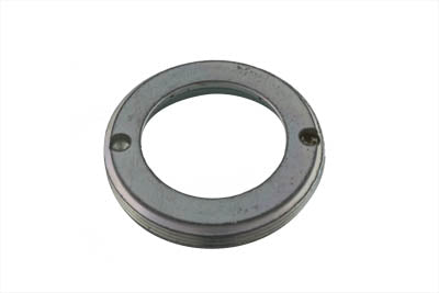 V-Twin Swingarm Pivot Pin Lock Nut for chassis, close-up of metal lock nut on motorcycle part in detailed image.