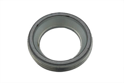 V-TWIN swingarm pivot pin lock nut for motorcycle chassis, shown in close-up with metal construction and threading details.