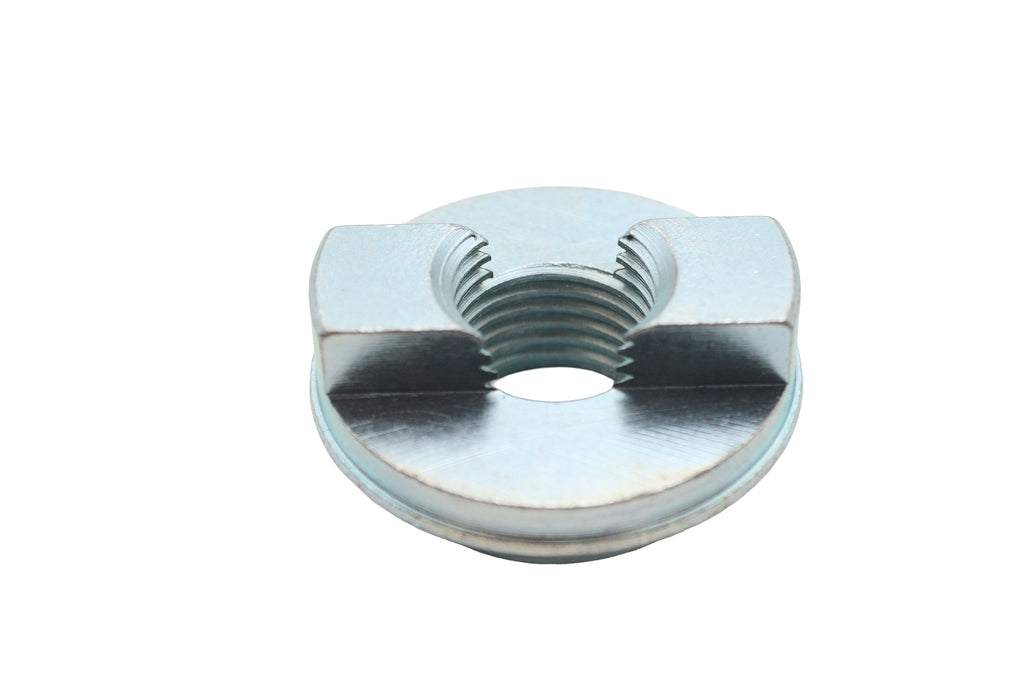 V-Twin Swingarm Pivot Pin Nut for motorcycle chassis, close-up view of the metal nut component on white background.