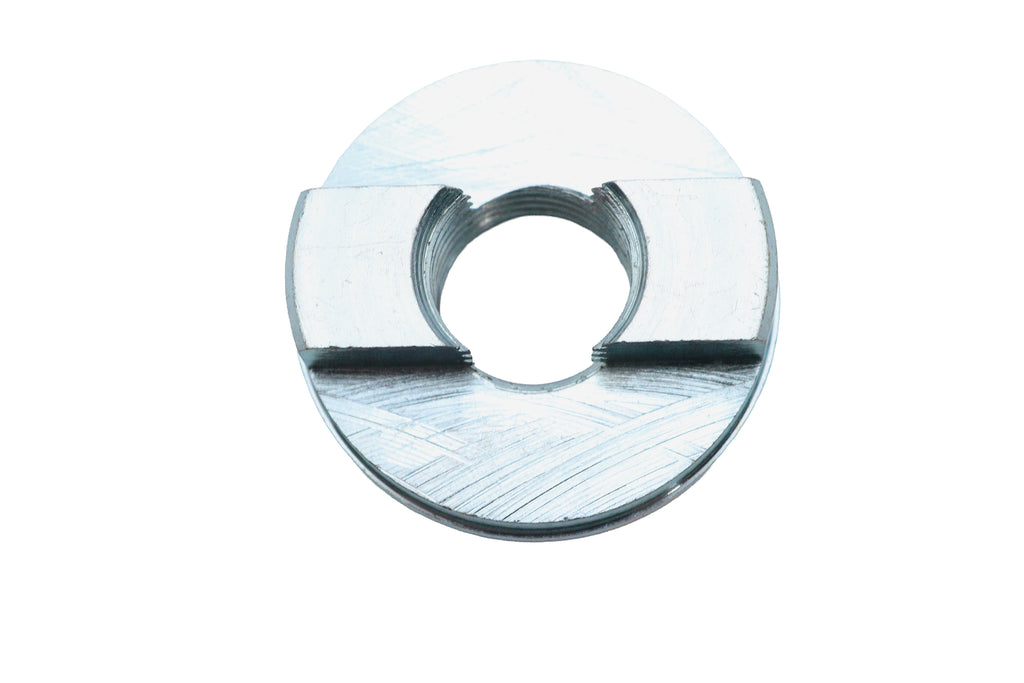 V-Twin Swingarm Pivot Pin Nut for motorcycle chassis, showing the metal nut component on a neutral background.