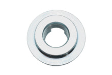 Load image into Gallery viewer, V-Twin swingarm pivot pin nut for motorcycle chassis, showing the metal nut with threading and mounting details.