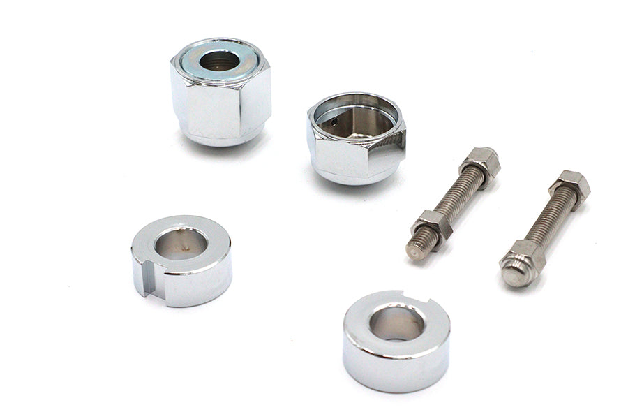 Chrome Rear Axle Adjuster and Nut Kit