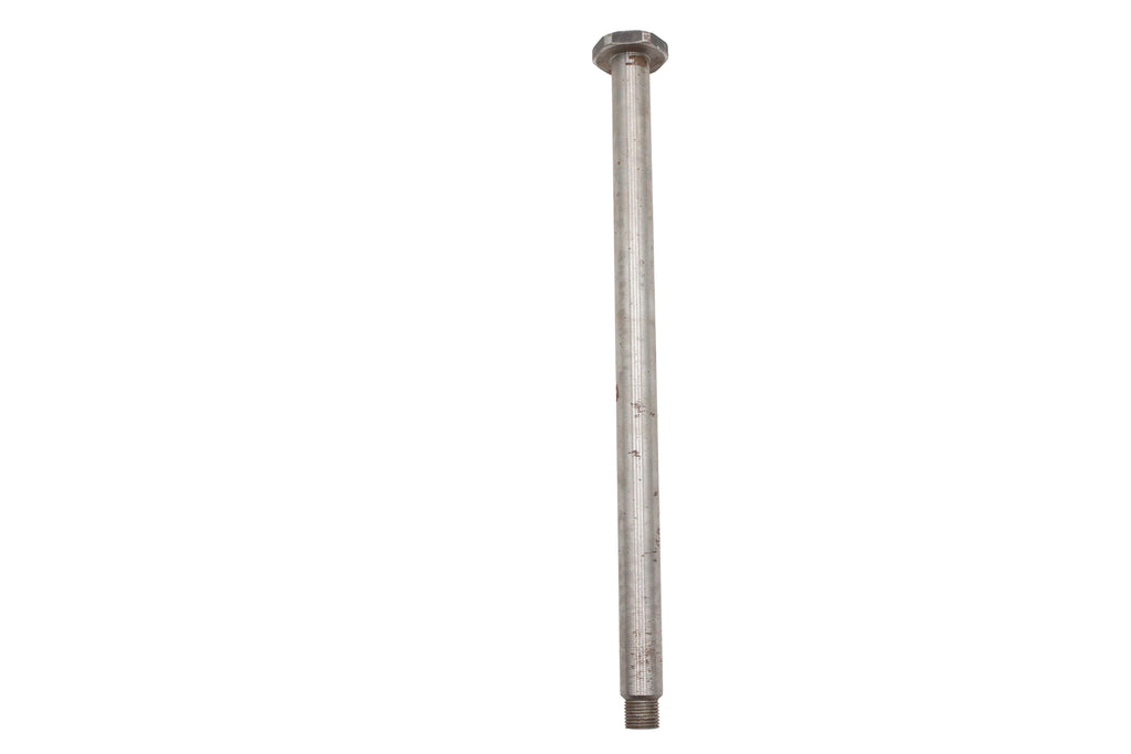 Stainless steel rear axle for Ultima Old Style wheel and tire, durable automotive component, shown in the image.