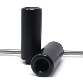 Shogun black frame sliders for motorcycle body protection, designed to absorb impact and prevent damage during falls.