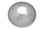 Chrome V-TWIN rear hubcap for wheel and tire, showcasing a shiny, stylish motorcycle wheel cover with a sleek finish.