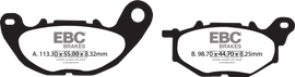 EBC Organic Scooter Brake Pads Sfa705, showing the black brake pad with metal backing plate for scooter braking system