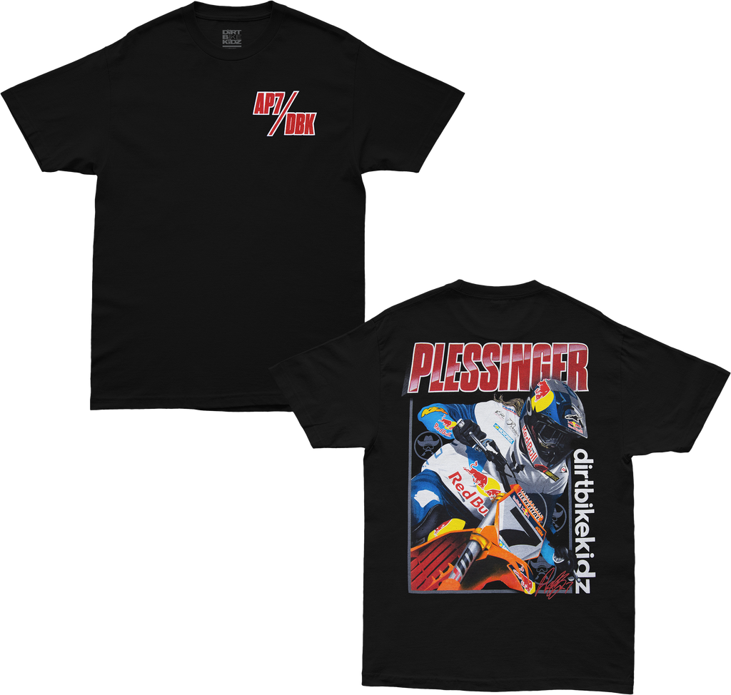 Black Ap7 Holeshot Tee shirt by DBK in XL size, showcasing a casual fit with graphic design on the front.