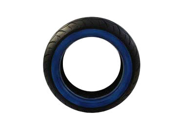 Vee Rubber 150/60B x 18 inch whitewall tire mounted on wheel, showing tread pattern and whitewall design.