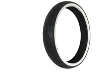Load image into Gallery viewer, Vee Rubber 130/50 x 23 inch whitewall tire mounted on wheel, showcasing classic design and durable rubber construction.