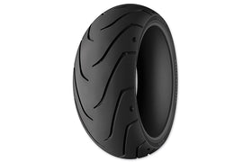 Michelin Rear Scorcher II 180/55ZR17 blackwall motorcycle tire mounted on wheel with tread pattern visible