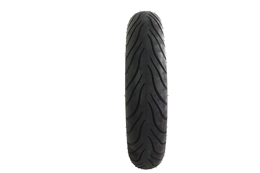 Michelin Commander III 130/80 B17 front touring motorcycle tire mounted on wheel, suitable for cruiser bikes.