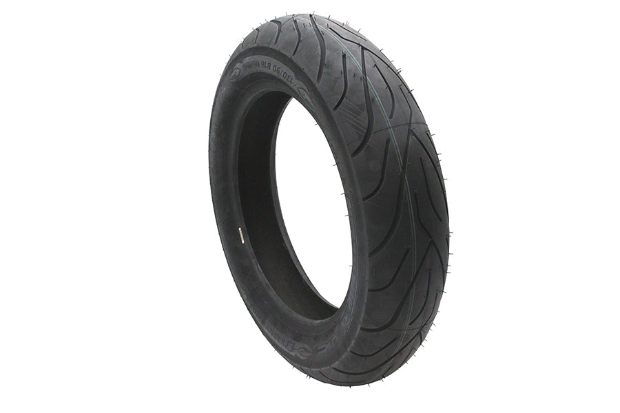 Michelin Commander II MT90 B16 front motorcycle tire mounted on wheel, showing tread pattern and sidewall details.