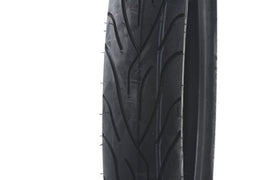 Michelin Commander II front motorcycle tire 100/90 B19 mounted on wheel, showcasing tread pattern and sidewall branding.