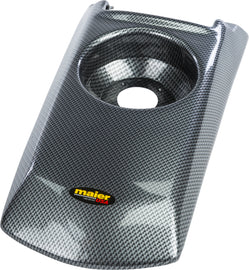 MAIER carbon fiber nose trim for Kawasaki JS650SX motorcycle, close-up view showing sleek black finish and detailed body design.