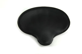 Black leather Harley Davidson early solo seat by OE, featuring a sleek design for motorcycle seating.