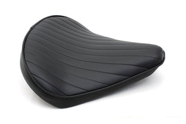 Black Tuck and Roll Solo Seat Large by Bates, motorcycle seat with padded leather upholstery and vintage styling.