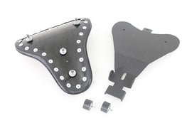 Bates Smooth Leather Solo Seat for motorcycle, featuring a sleek, padded design with durable leather upholstery.