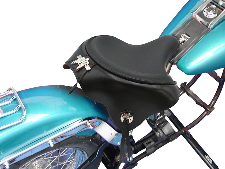 Black Leather Solo Seat with Skirt
