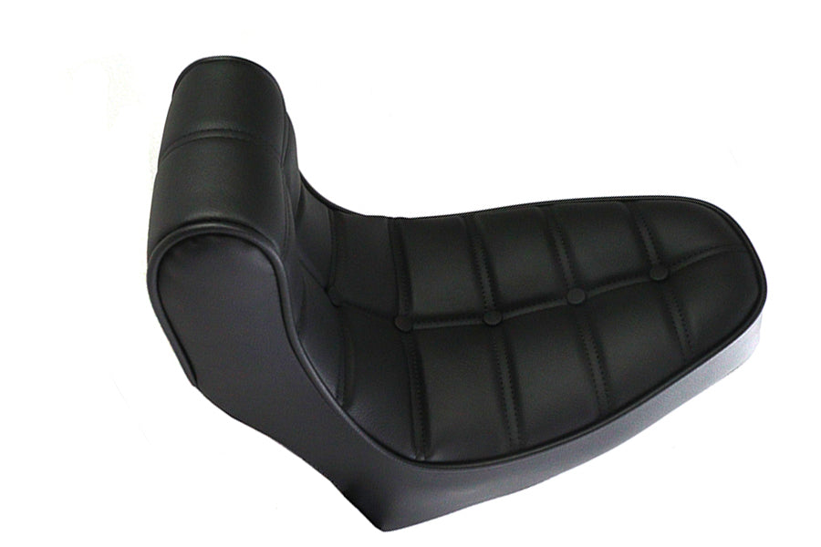 V-TWIN Corbin Gentry solo seat for motorcycle, black leather saddle with sleek design and stitched detailing.