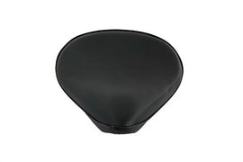 Black vinyl solo seat and saddlebag by Bates, featuring a sleek, comfortable design for motorcycle customization.