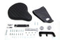 Bates Leather Solo Seat Kit with saddlebag for motorcycle, featuring a sleek black leather design and detailed stitching.