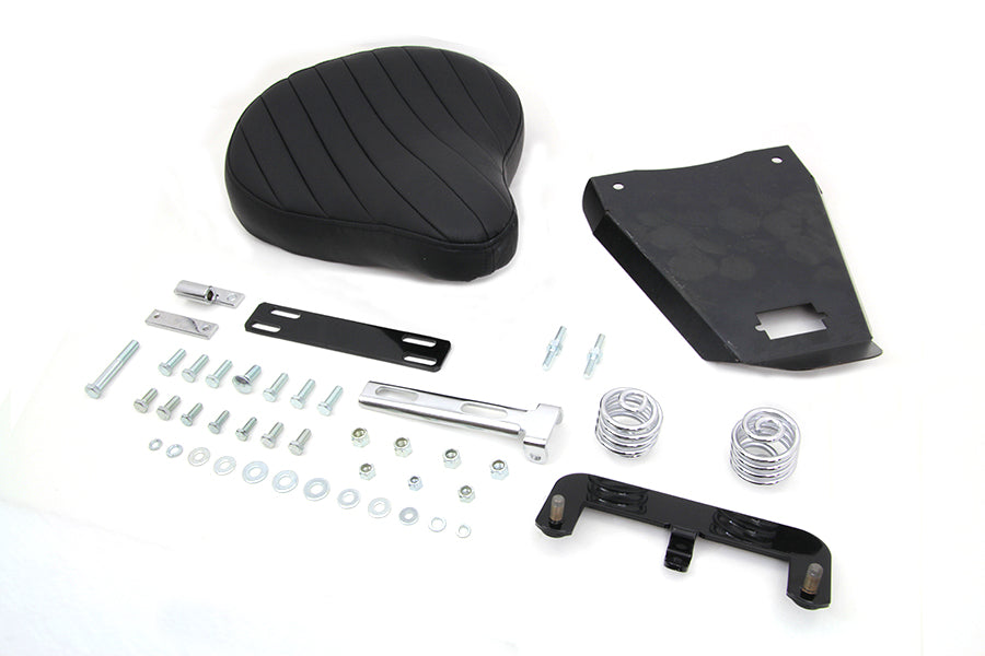 Bates Leather Solo Seat Kit with saddlebag for motorcycle, featuring durable leather construction and classic design.
