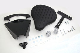 Bates Leather Solo Seat Kit with saddlebag, black leather, and chrome accents for motorcycle customization.