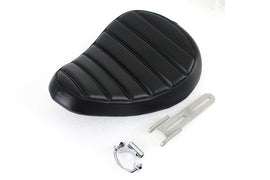 Bates Tuck and Roll Solo Seat for motorcycle, featuring classic leather upholstery and vintage saddlebag style design.