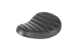 Bates Tuck and Roll Solo Saddle Seat for motorcycle, black leather with quilted stitching and padded design.