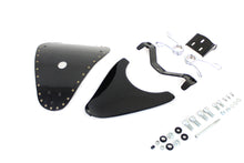 Load image into Gallery viewer, Spring Mount Bates Bobber Solo Seat Kit with seat and saddlebag for custom motorcycle builds, featuring durable leather and vintage style.