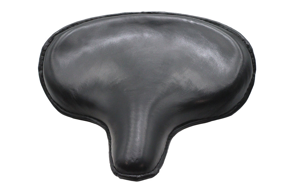 Black Ultima leather solo saddle seat for motorcycle, showcasing detailed craftsmanship and sleek design.