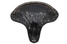 Load image into Gallery viewer, Black Ultima leather saddle solo seat for motorcycle, designed for comfort and style, with a sleek, streamlined appearance.