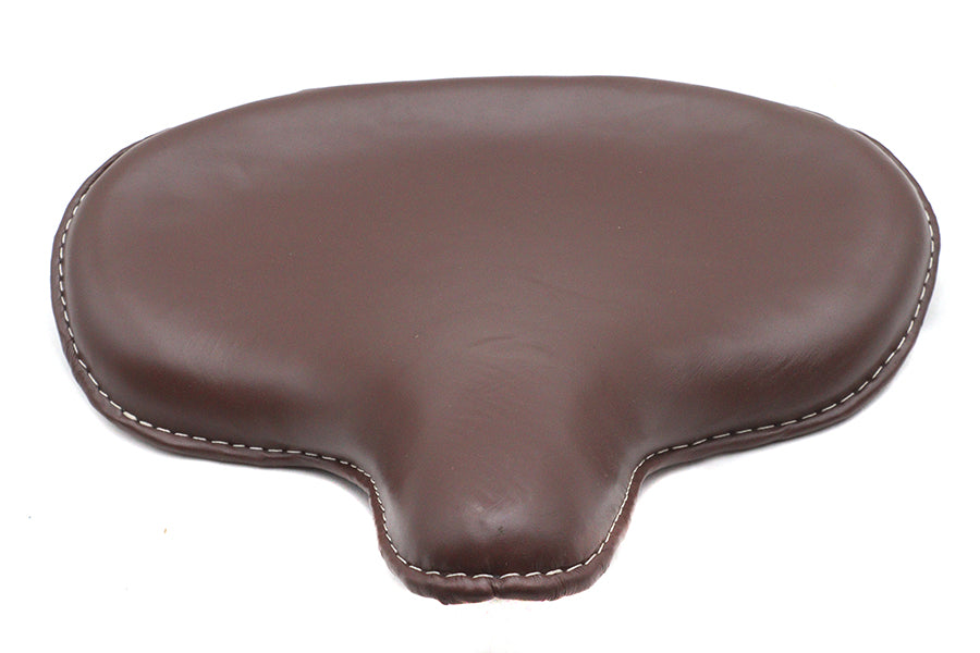 Brown Ultima Vinyl Saddle Solo Seat for motorcycles, featuring durable construction and classic design.
