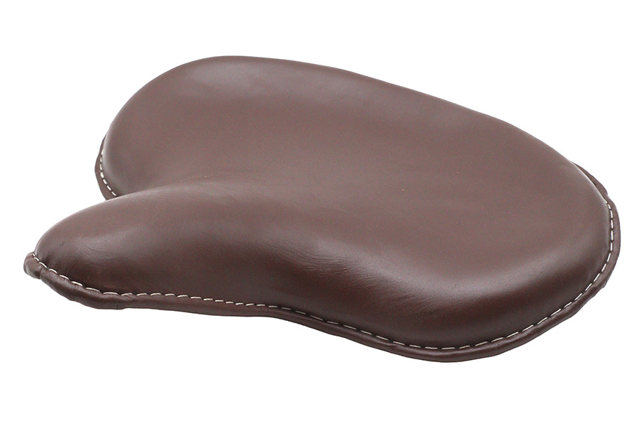 Brown Ultima Vinyl Saddle Solo Seat for motorcycle, featuring a sleek design and durable construction.