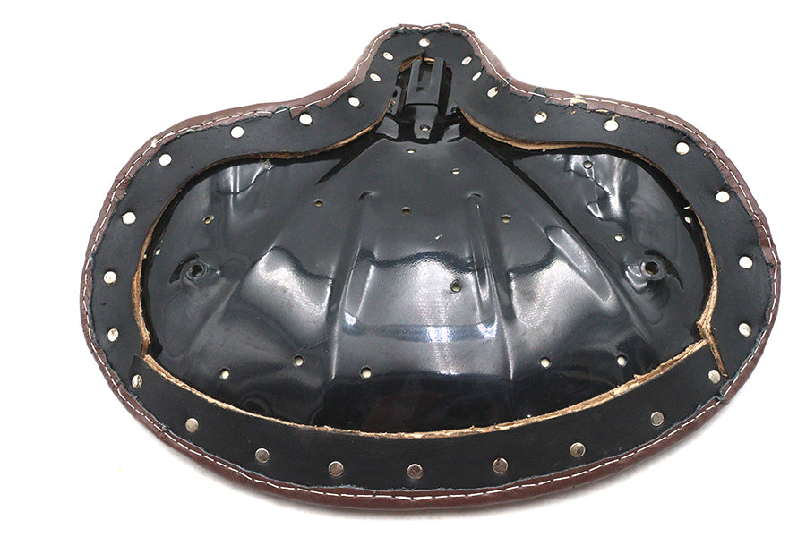 Brown Ultima Vinyl Solo Seat saddle for motorcycle, featuring a comfortable design and durable material, ideal for solo riding.