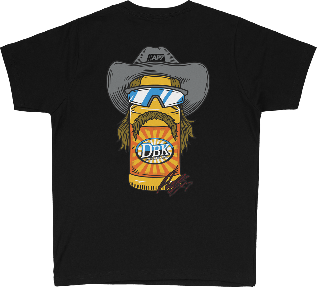 Stache Mullet Moto Youth Tee Black Ym