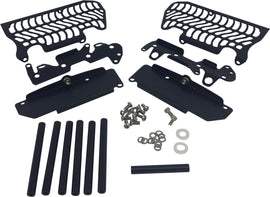Black KTM radiator guard by UNABIKER, showing protective metal braces with a sleek black finish for KTM motorcycles.