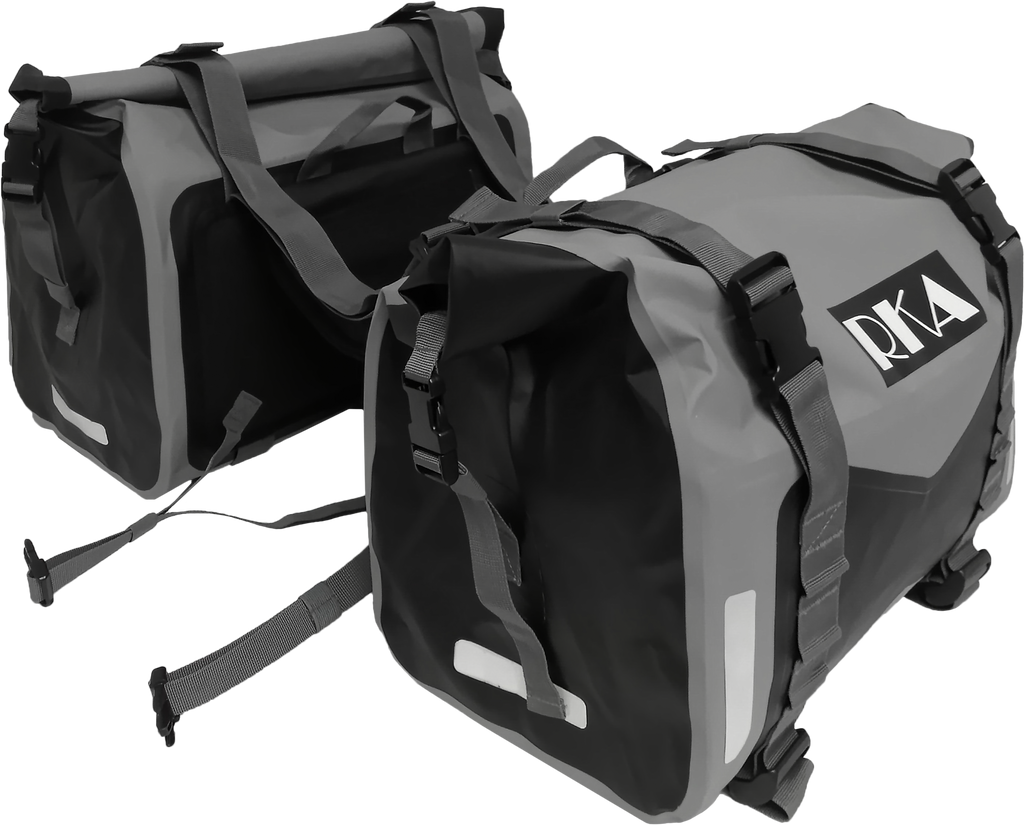 Rugged Motorcycle Saddlebags 30l Ea Black/Grey Pair