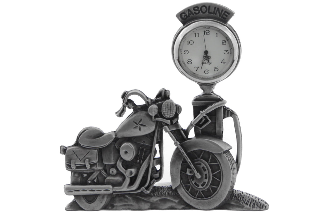V-Twin Pewter Motorcycle Clock 4-1/2 inch Tall