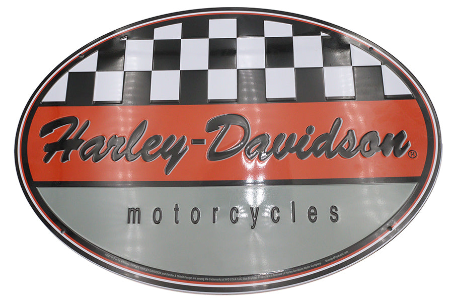 Harley Davidson Racing Oval Tin Sign