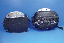 Load image into Gallery viewer, Black Leather Saddlebag Set