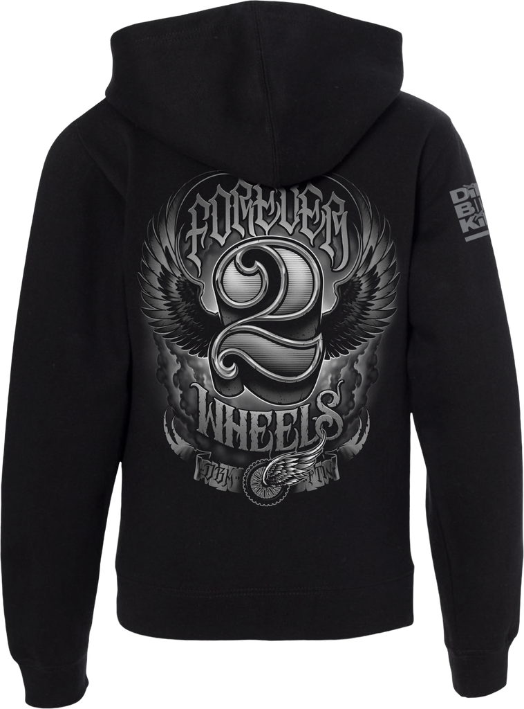 Two Wheels Youth Hoodie Black Yx