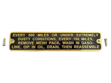 Load image into Gallery viewer, Linkert Brass Air Cleaner Instruction Tag