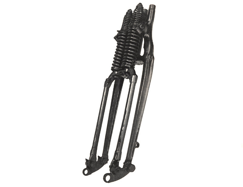 V-Twin All Balls VL 1-inch spring fork assembly in black for side valve motorcycle suspension, showing the assembled fork components.