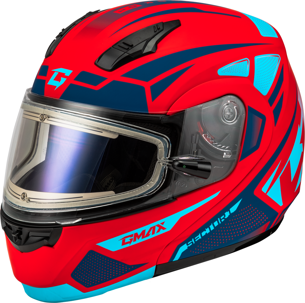 Md 04s Sector Snow Helmet W/ Elec Shield Matte Red/Blue Xs