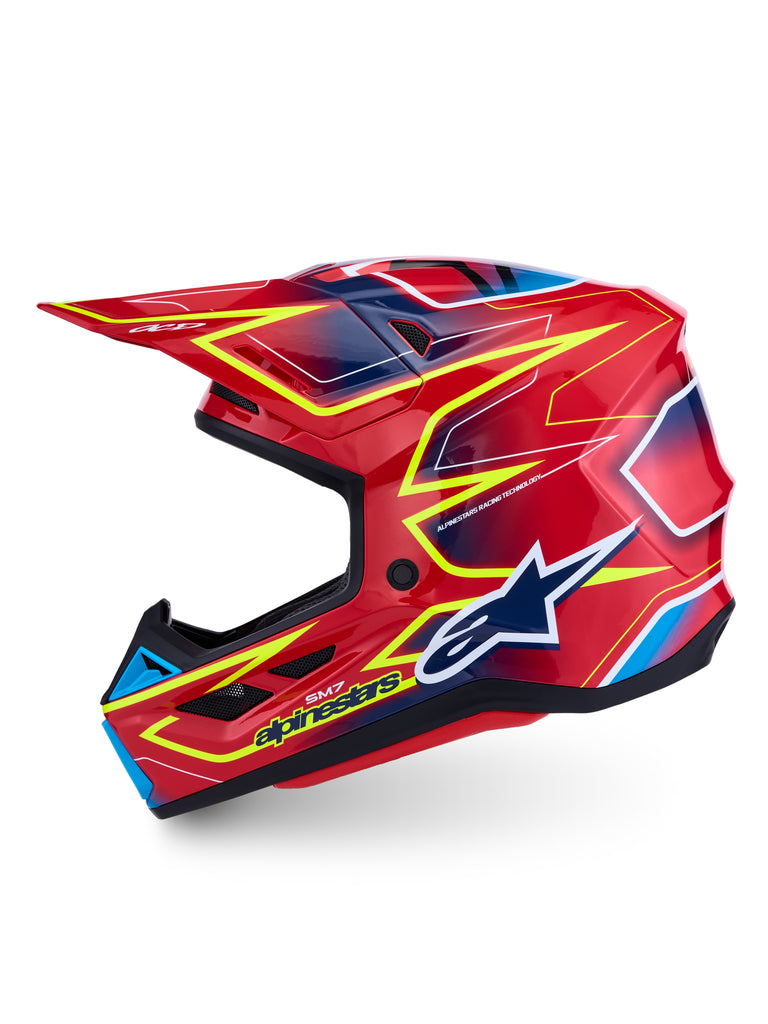 S M7 Cast Helmet Ece06/Dot Red/Yllw Fluo/Blue Glossy Sm